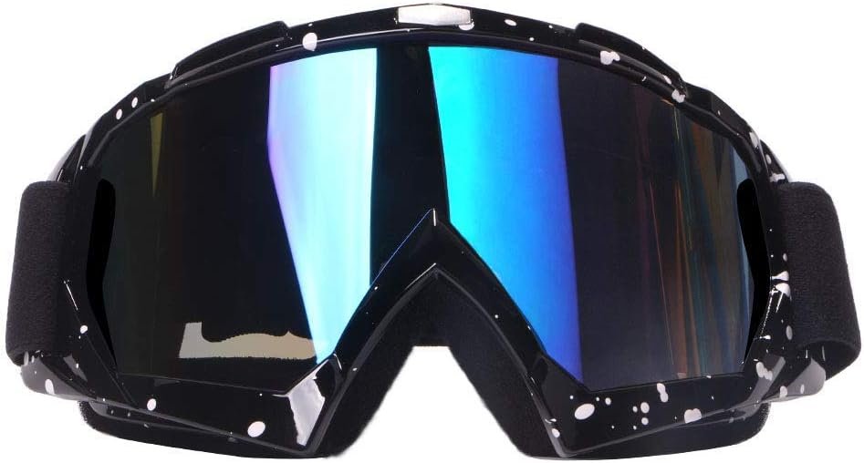 Motorcycle Goggles Dirt Bike Goggles Windproof ATV Dustproof Racing GogglesScratch Resistant Ski Goggles Protective Safety Glasses PU Resin (Black frame+Color lens)