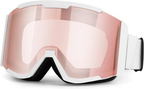 ATV Goggles for Men Women & Youth, Anti-Fog 100% UV Protection Dirt Bike Goggles, Wide Vision OTG Clear Ski Goggles