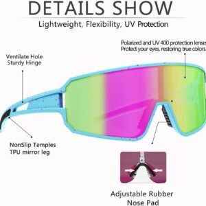 Polarized Cycling Glasses for Men Women, UV400 Bike Sunglasses – Sport Eyewear for Bicycle Baseball Running MTB