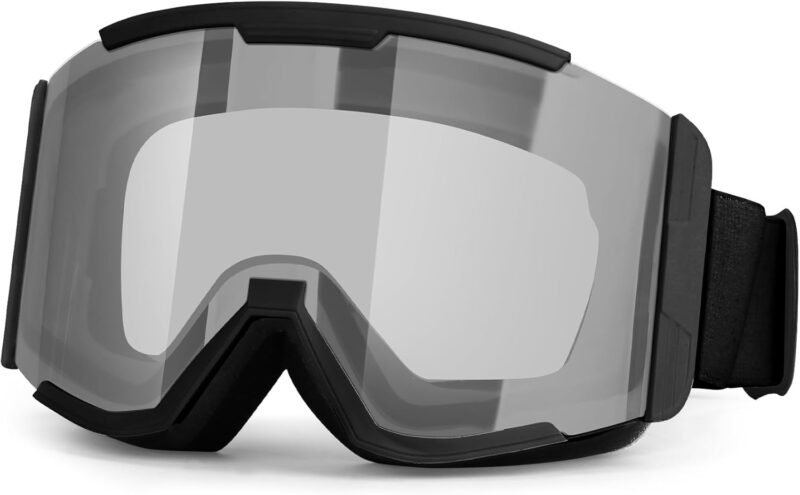 ATV Goggles for Men Women & Youth, Anti-Fog 100% UV Protection Dirt Bike Goggles, Wide Vision OTG Clear Ski Goggles