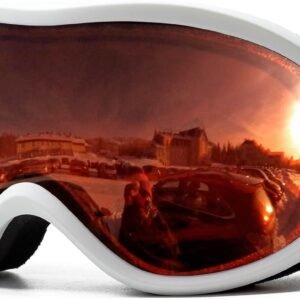 OTG Ski Goggles for Men Women With Anti-Fog Dual Layer lens, UV400 Snow Goggle for Snowboarding Snowmobiling Skating