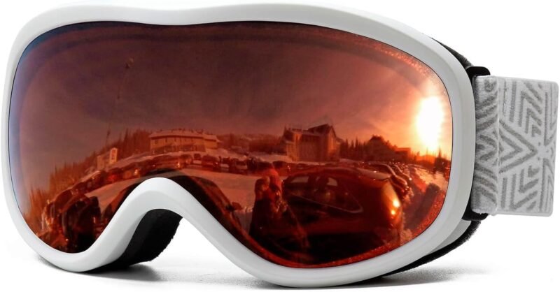 OTG Ski Goggles for Men Women With Anti-Fog Dual Layer lens, UV400 Snow Goggle for Snowboarding Snowmobiling Skating