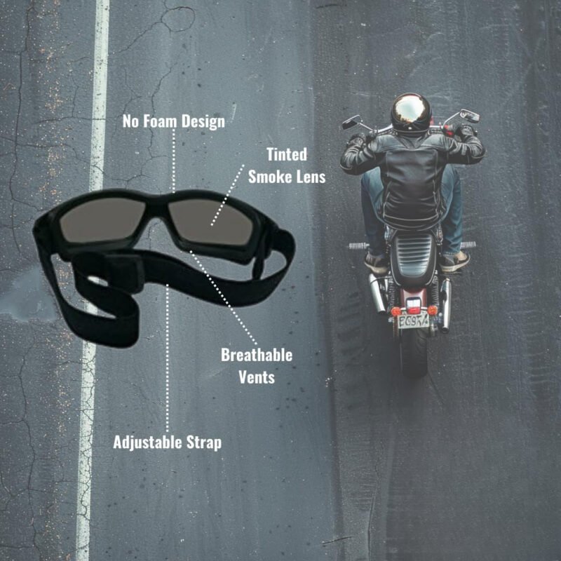 Motorcycle Goggles For Men: Heavy-Duty Motorcycle Riding Goggles /Hard Case, Cleaning Cloth, & Pouch