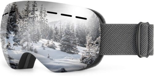 Anti Fog Ski Goggles for Men Women Snow Goggles with UV Protection Snowboard Goggles, Black Frame Silver Lens/Black Frame Silver Lens