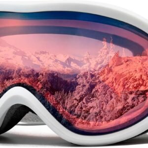 OTG Ski Goggles for Men Women With Anti-Fog Dual Layer lens, UV400 Snow Goggle for Snowboarding Snowmobiling Skating