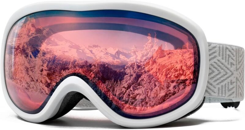 OTG Ski Goggles for Men Women With Anti-Fog Dual Layer lens, UV400 Snow Goggle for Snowboarding Snowmobiling Skating