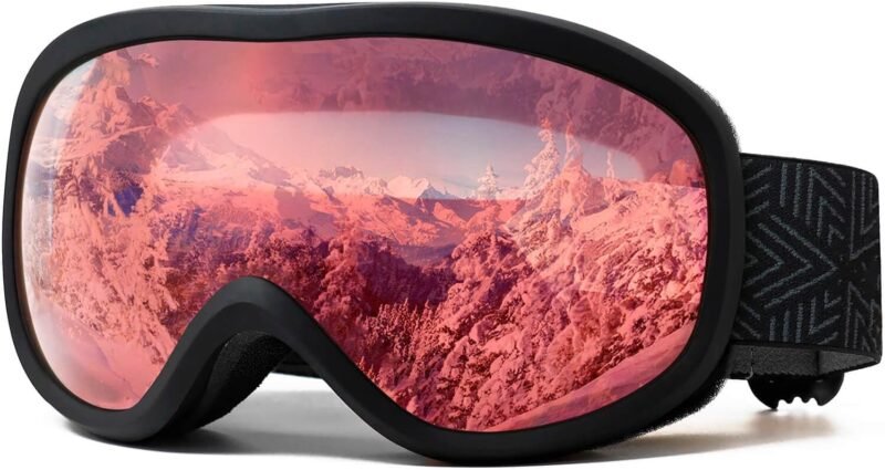 OTG Ski Goggles for Men Women With Anti-Fog Dual Layer lens, UV400 Snow Goggle for Snowboarding Snowmobiling Skating