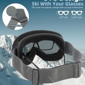 Anti Fog Ski Goggles for Men Women Snow Goggles with UV Protection Snowboard Goggles, Black Frame Silver Lens/Black Frame Silver Lens